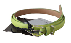 Scervino Street Classic Green Leather Belt with Silver-Tone Hardware - Retail Flare