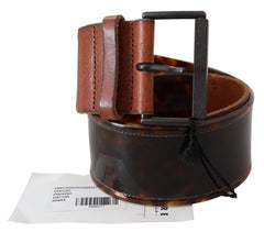 Ermanno Scervino Elegant Dark Brown Leather Belt with Vintage Buckle - Retail Flare
