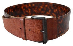 Ermanno Scervino Elegant Dark Brown Leather Belt with Vintage Buckle - Retail Flare