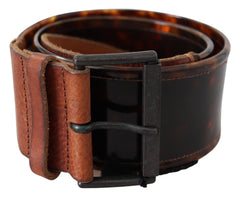 Ermanno Scervino Elegant Dark Brown Leather Belt with Vintage Buckle - Retail Flare