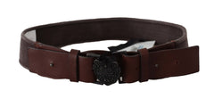 Ermanno Scervino Classic Dark Brown Leather Belt with Logo Buckle - Retail Flare