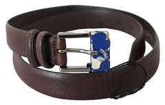 Costume National Elegant Brown Leather Classic Belt with Silver-Tone Buckle - Retail Flare