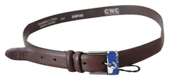 Costume National Elegant Brown Leather Classic Belt with Silver-Tone Buckle - Retail Flare
