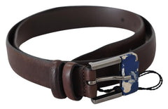 Costume National Elegant Brown Leather Classic Belt with Silver-Tone Buckle - Retail Flare
