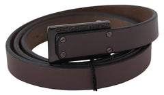 Costume National Elegant Dark Brown Leather Belt - Retail Flare
