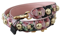 Dolce & Gabbana Floral Gold Stud Leather Strap in Pink - Retail Flare