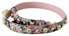 Dolce & Gabbana Floral Gold Stud Leather Strap in Pink - Retail Flare