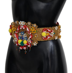 Dolce & Gabbana Gold-Tone Floral Crystal Waist Belt - Retail Flare