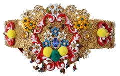 Dolce & Gabbana Gold-Tone Floral Crystal Waist Belt - Retail Flare