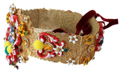 Dolce & Gabbana Gold-Tone Floral Crystal Waist Belt - Retail Flare