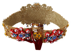 Dolce & Gabbana Gold-Tone Floral Crystal Waist Belt - Retail Flare
