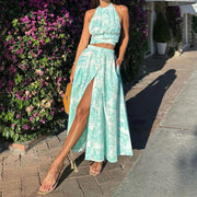 Vacation Style Printed Tube Top And Skirt Suit Two - piece Set