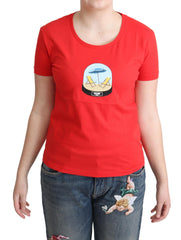Moschino Chic Red Cotton Tee with Signature Print - Retail Flare