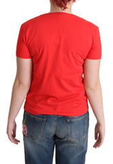 Moschino Chic Red Cotton Tee with Signature Print - Retail Flare