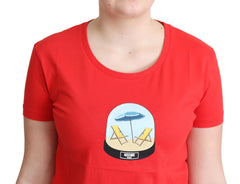 Moschino Chic Red Cotton Tee with Signature Print - Retail Flare