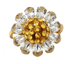 Dolce & Gabbana Crystal Flower Statement Ring Size US 7.5 - Retail Flare