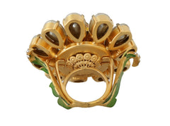 Dolce & Gabbana Crystal Flower Statement Ring Size US 7.5 - Retail Flare