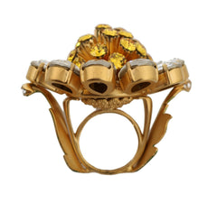 Dolce & Gabbana Crystal Flower Statement Ring Size US 7.5 - Retail Flare