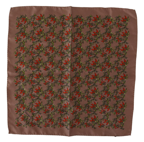Dolce & Gabbana Elegant Brown Silk Pocket Square with Carrot Print - Retail Flare