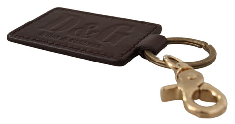 Dolce & Gabbana Elegant Unisex Leather Keyring with Gold Detail - Retail Flare