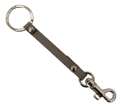 Dolce & Gabbana Elegant Gray Leather Keyring with Silver Accents - Retail Flare