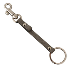Dolce & Gabbana Elegant Gray Leather Keyring with Silver Accents - Retail Flare