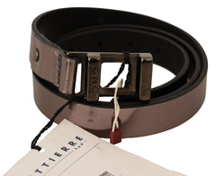 Costume National Chic Pink Metallic Leather Belt with Bronze Buckle - Retail Flare