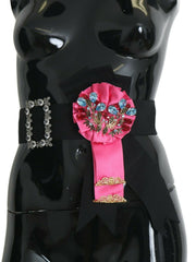 Dolce & Gabbana Elegant Floral Crystal Ribbon Waist Belt - Retail Flare