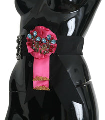 Dolce & Gabbana Elegant Floral Crystal Ribbon Waist Belt - Retail Flare