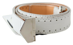 GF Ferre Elegant White Leather Fashion Belt - Retail Flare