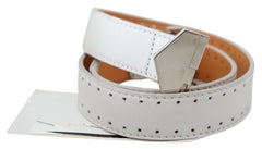 GF Ferre Elegant White Leather Fashion Belt - Retail Flare