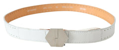 GF Ferre Elegant White Leather Fashion Belt - Retail Flare