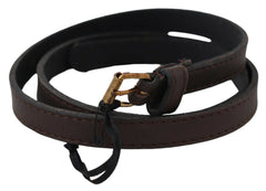 MILA SCHÖN Elegant Brown Leather Fashion Belt with Gold-Tone Buckle - Retail Flare