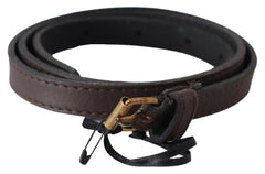 MILA SCHÖN Elegant Brown Leather Fashion Belt with Gold-Tone Buckle - Retail Flare
