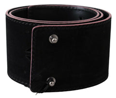 Costume National Elegant Wide Leather Fashion Belt with Metal Accents - Retail Flare