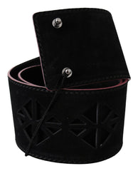 Costume National Elegant Wide Leather Fashion Belt with Metal Accents - Retail Flare