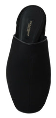 Dolce & Gabbana Chic Black Grosgrain Slide Sandals - Retail Flare