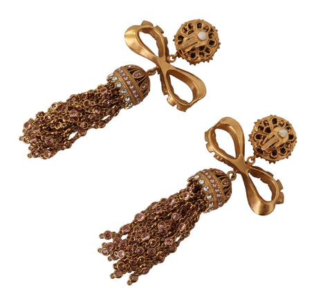 Dolce & Gabbana Elegant Antique Gold Bow Earrings - Retail Flare
