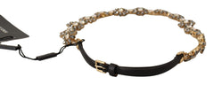 Dolce & Gabbana Elegant Crystal Daisy Chain Leather Belt - Retail Flare