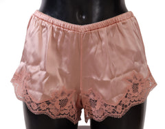 Dolce & Gabbana Elegant Powder Pink Silk Lace Lingerie Shorts - Retail Flare