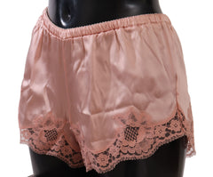 Dolce & Gabbana Elegant Powder Pink Silk Lace Lingerie Shorts - Retail Flare