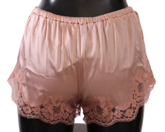 Dolce & Gabbana Elegant Powder Pink Silk Lace Lingerie Shorts - Retail Flare