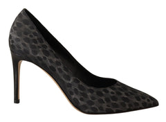 Sofia Elegant Black Leopard Print Leather Heels - Retail Flare
