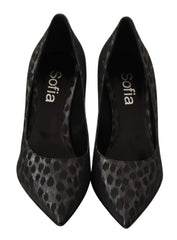 Sofia Elegant Black Leopard Print Leather Heels - Retail Flare
