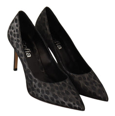 Sofia Elegant Black Leopard Print Leather Heels - Retail Flare