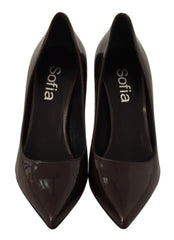 Sofia Elegant Brown Leather Heels Pumps - Retail Flare