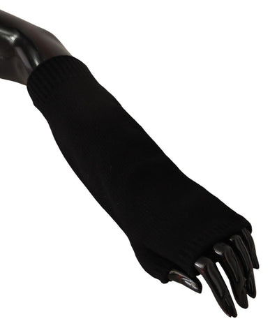Dolce & Gabbana Elegant Black Cashmere Fingerless Gloves - Retail Flare