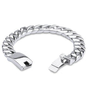 Bold Titanium Steel Chain Bracelet on model – Statement Accessory