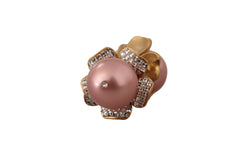 Dolce & Gabbana Elegant Floral Crystal Pearl Clip-On Earrings - Retail Flare