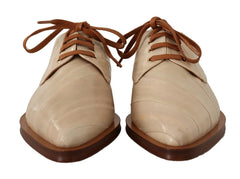 Dolce & Gabbana Elegant Beige Eel Leather Formal Flats - Retail Flare
